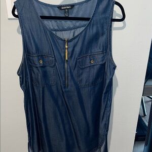 NWOT Ellen Tracy Denim Blue Tank Top with Zipper